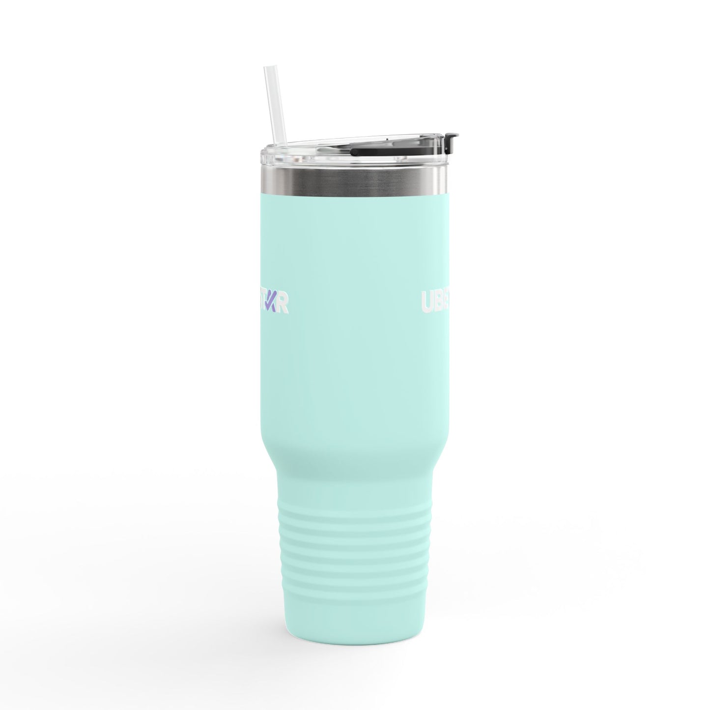 40oz Insulated Travel Mug – Red "UBEYSTAR" Tumbler with Handle & Straw