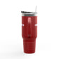 40oz Insulated Travel Mug – Red "UBEYSTAR" Tumbler with Handle & Straw