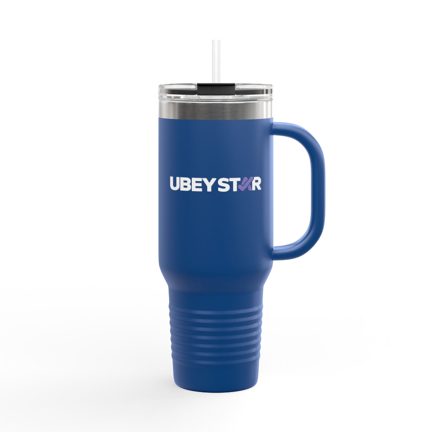 40oz Insulated Travel Mug – Red "UBEYSTAR" Tumbler with Handle & Straw