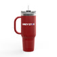 40oz Insulated Travel Mug – Red "UBEYSTAR" Tumbler with Handle & Straw