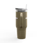 40oz Insulated Travel Mug – Red "UBEYSTAR" Tumbler with Handle & Straw