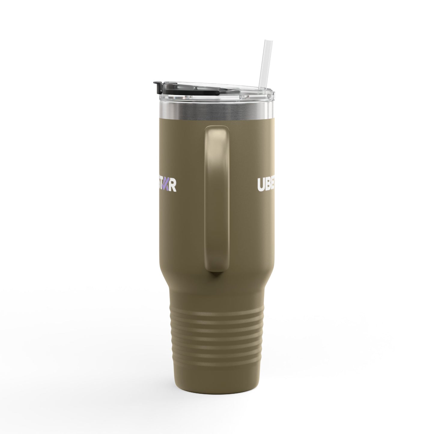 40oz Insulated Travel Mug – Red "UBEYSTAR" Tumbler with Handle & Straw