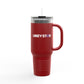 40oz Insulated Travel Mug – Red "UBEYSTAR" Tumbler with Handle & Straw