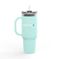 40oz Insulated Travel Mug – Red "UBEYSTAR" Tumbler with Handle & Straw