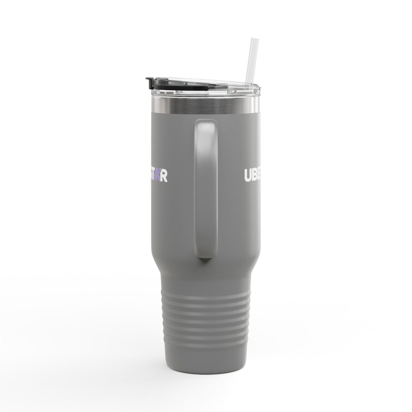 40oz Insulated Travel Mug – Red "UBEYSTAR" Tumbler with Handle & Straw