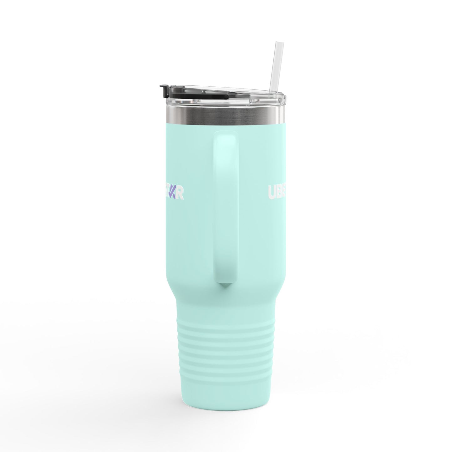 40oz Insulated Travel Mug – Red "UBEYSTAR" Tumbler with Handle & Straw