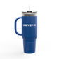 40oz Insulated Travel Mug – Red "UBEYSTAR" Tumbler with Handle & Straw