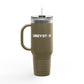 40oz Insulated Travel Mug – Red "UBEYSTAR" Tumbler with Handle & Straw
